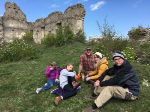 Picnic in the shadow of castle ruins